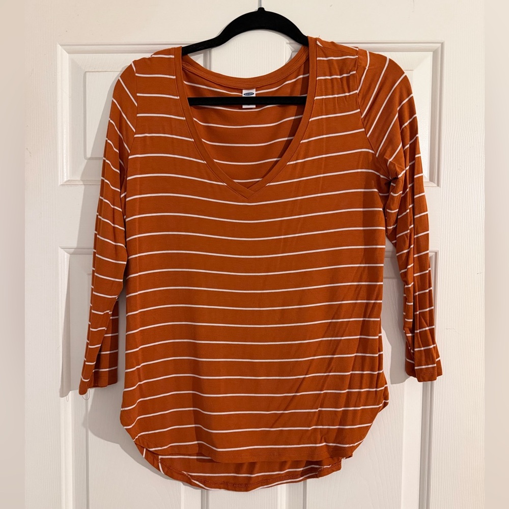 Old Navy Women's Rust Striped Long Sleeve Top